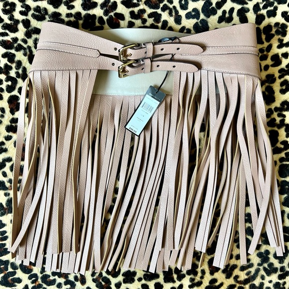 NWT BCBG Max Azria Blush Pink Fringe Waist Belt size Small. - Picture 5 of 9